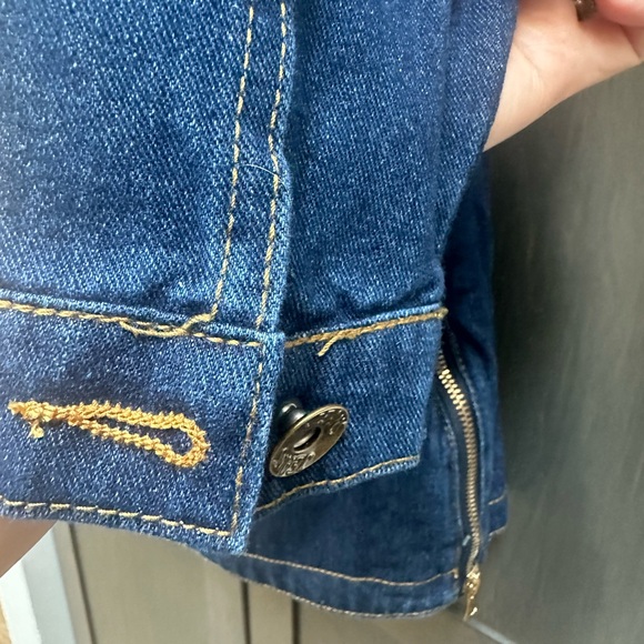 Huidan Jeans jean jacket size large NWT dark denim with distressed accents - Picture 9 of 12